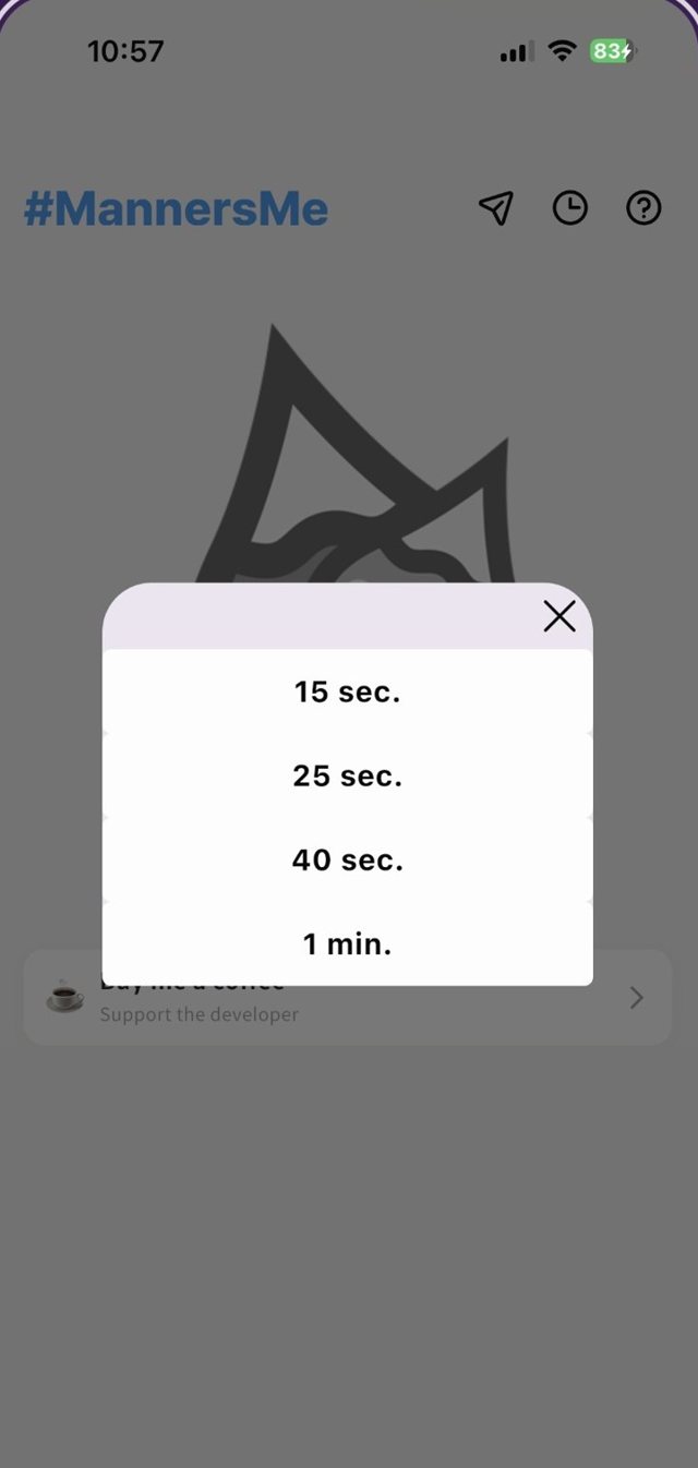 MannersMe play timer screen